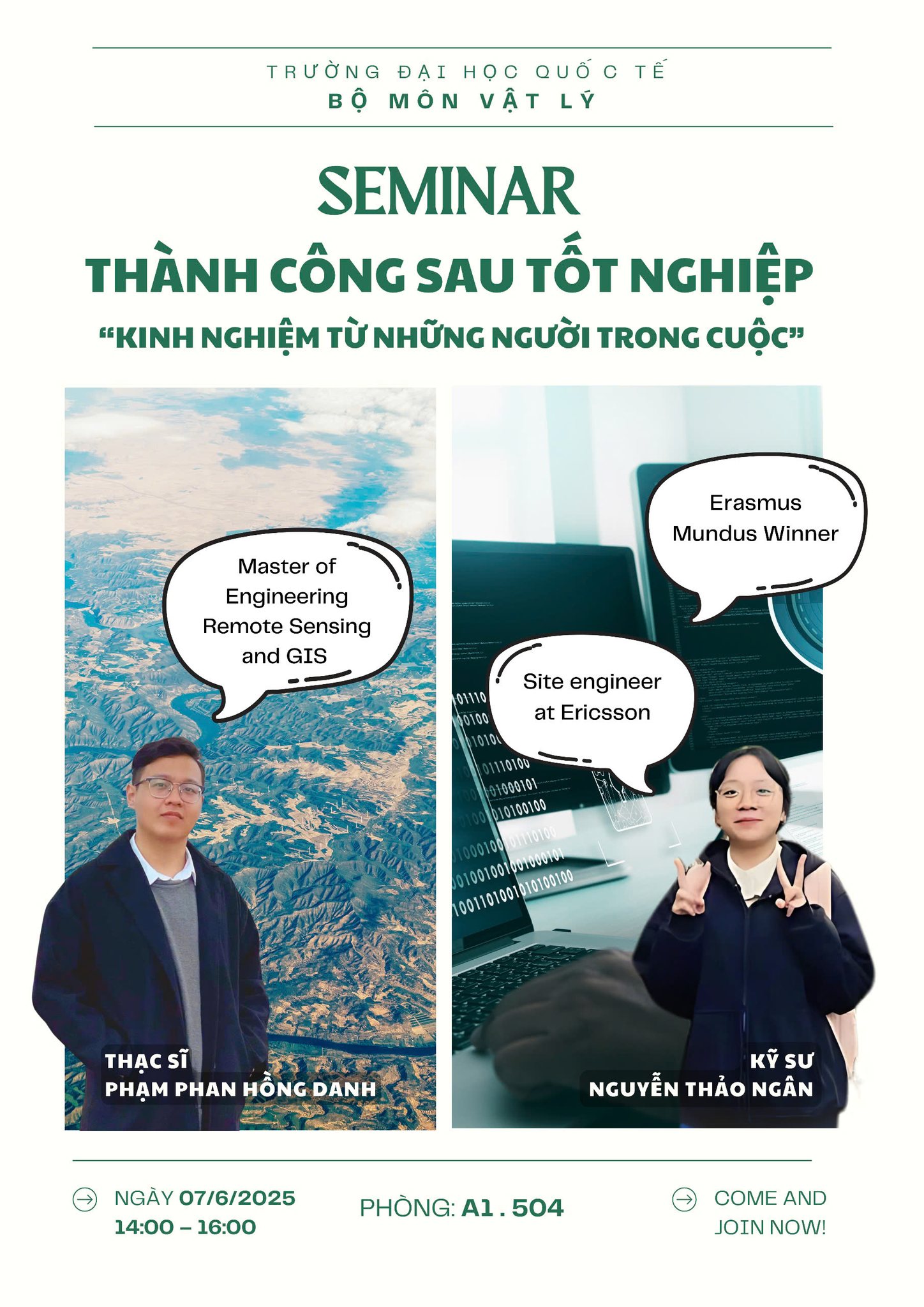 SEMINAR “THÀNH CÔNG SAU TỐT NGHIỆP: KINH NGHIỆM TỪ NGƯỜI TRONG CUỘC”